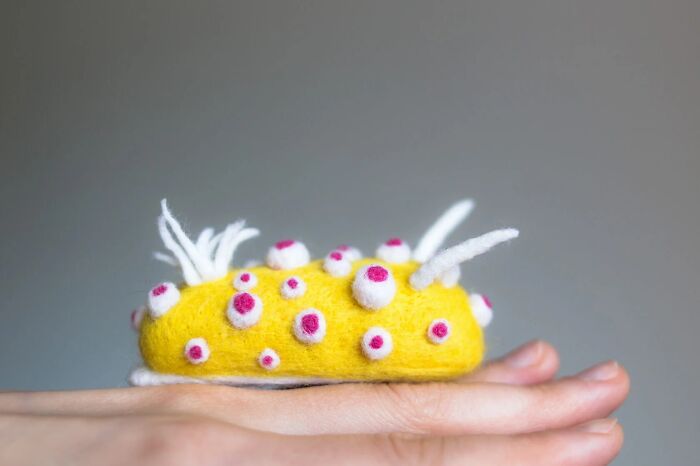 Artist Creates Adorable Felted Figurines Inspired By Colorful Sea Slug Species (34 Pics)