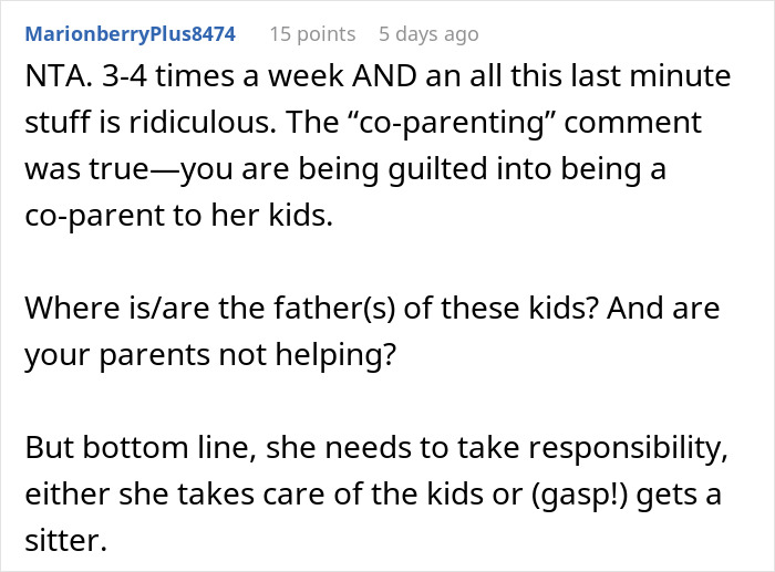 Mom Uses Sis As A Free Sitter Constantly, She Draws The Line After Realizing She’s “Co-Parenting” Mom Uses Sis As A Free Sitter Constantly, She Draws The Line After Realizing She’s “Co-Parenting”