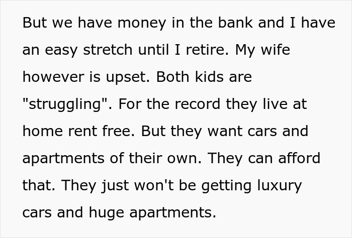 Homemaker Laments About Adult Kids Not Having Luxury Cars, Exhausted Hubby Tells Her To Get A Job