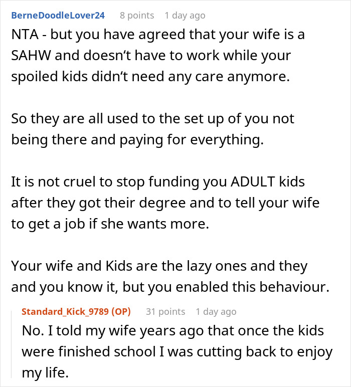 Homemaker Laments About Adult Kids Not Having Luxury Cars, Exhausted Hubby Tells Her To Get A Job
