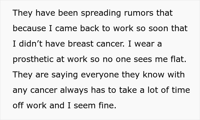 Cancer Survivor Lifts Her Shirt At Work To Silence The Rumors And Now Fears She Has Gone Too Far