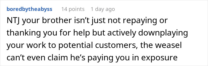 Guy Regrets Dissing Sister’s Whole Career After She Invoices Him For All Her Free Work Guy Regrets Dissing Sister’s Whole Career After She Invoices Him For All Her Free Work