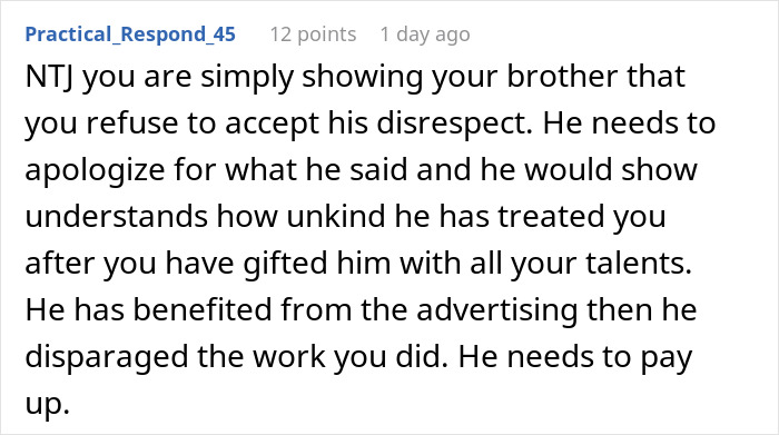 Guy Regrets Dissing Sister’s Whole Career After She Invoices Him For All Her Free Work Guy Regrets Dissing Sister’s Whole Career After She Invoices Him For All Her Free Work