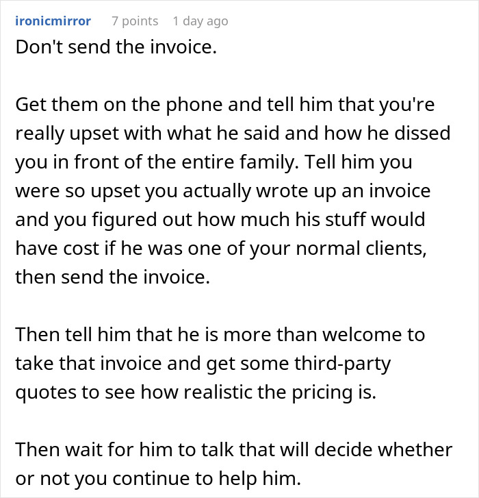 Guy Regrets Dissing Sister’s Whole Career After She Invoices Him For All Her Free Work Guy Regrets Dissing Sister’s Whole Career After She Invoices Him For All Her Free Work