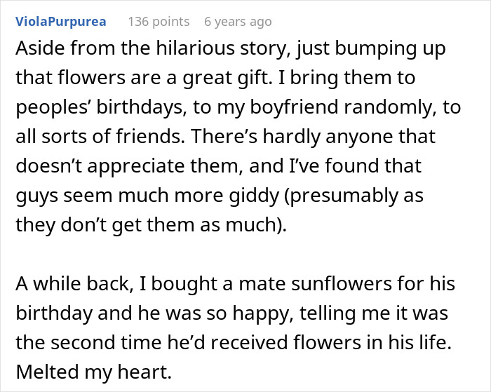 Man Thinks Nephew “Needs To Start Acting Like A Man,” Nephew’s GF Trolls Him With Pink Flowers