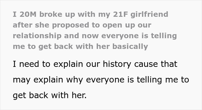 Guy Dumps GF As She Wants To Open Relationship, Astounded As His Own Parents Turn Against Him Guy Dumps GF As She Wants To Open Relationship, Astounded As His Own Parents Turn Against Him