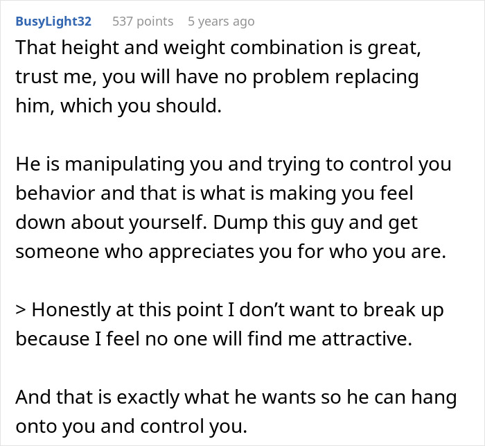 Man Pursues Woman And Makes Her His GF Just To Nag Her Every Day To Lose Weight