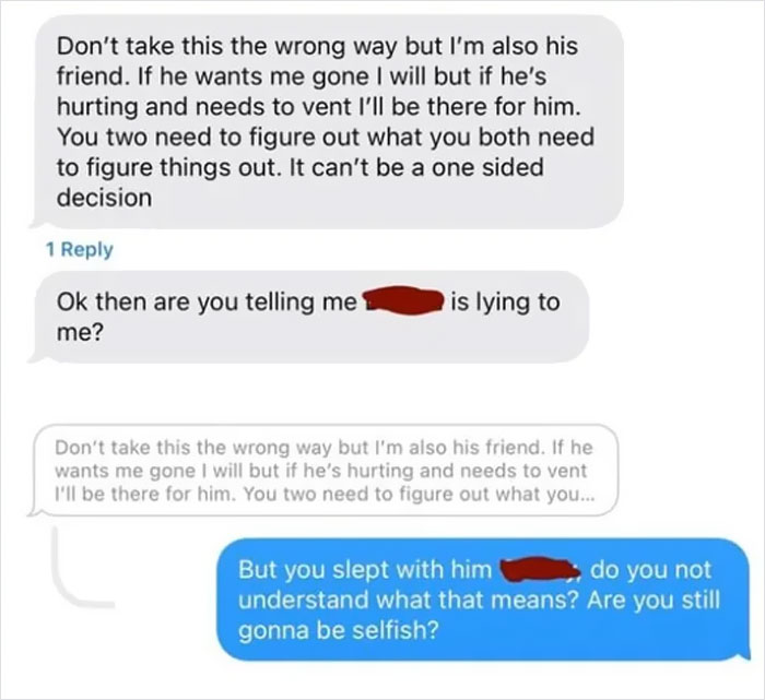 Woman Sleeps With Married Man, Has The Audacity To Give His Wife A Lecture Through These Wild Texts