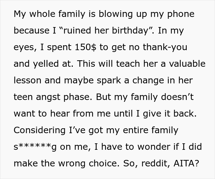 &ldquo;Spent $150 To Get Yelled At&rdquo;: Drama Ensues When Man&rsquo;s Teen Sister Throws A Birthday Tantrum