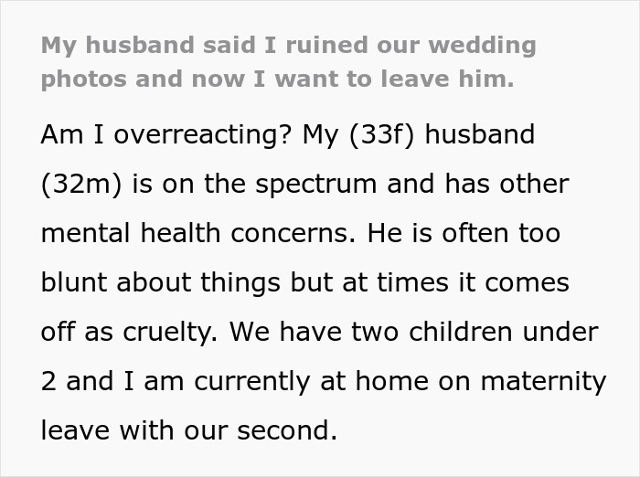 Man Uses Mental Health To Push Wife To The Edge, She Finally Calls It Quits After Wedding Photo Snub Man Uses Mental Health To Push Wife To The Edge, She Finally Calls It Quits After Wedding Photo Snub