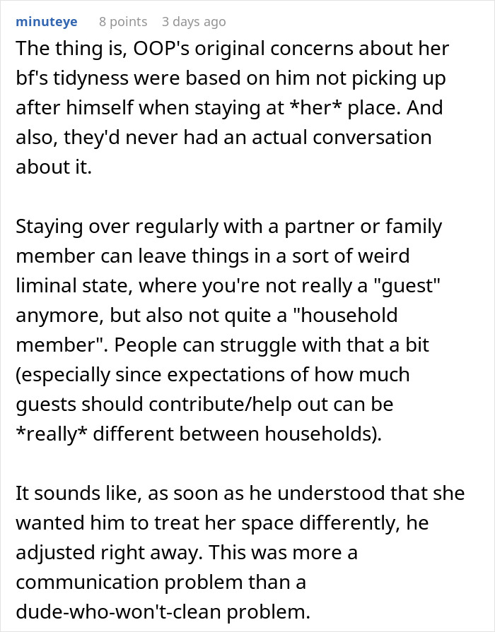 Lady Gets The Ick As She Has To Clean Up After BF, Wonders If Living With Him Is The Right Decision