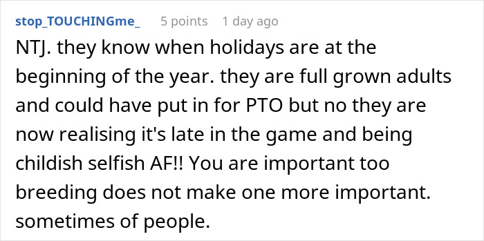 “Must Be Nice”: Coworkers Make Snarky Comments When Childfree Woman Refuses To Sacrifice Her PTO “Must Be Nice”: Coworkers Make Snarky Comments When Childfree Woman Refuses To Sacrifice Her PTO
