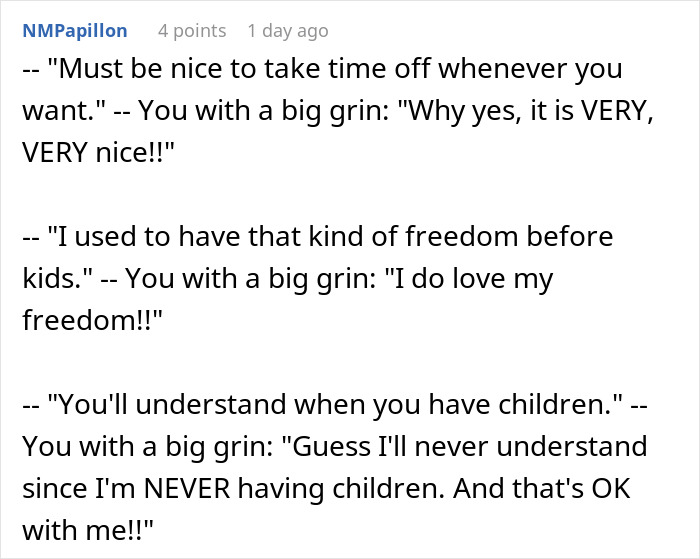 “Must Be Nice”: Coworkers Make Snarky Comments When Childfree Woman Refuses To Sacrifice Her PTO “Must Be Nice”: Coworkers Make Snarky Comments When Childfree Woman Refuses To Sacrifice Her PTO