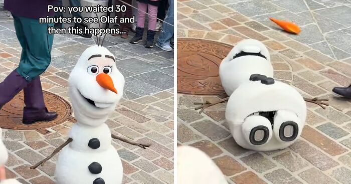 Disney’s Animatronic Olaf Suddenly Collapsed In Front Of Fans, The Internet Reacted In Hilarious Ways Disney’s Animatronic Olaf Suddenly Collapsed In Front Of Fans, The Internet Reacted In Hilarious Ways