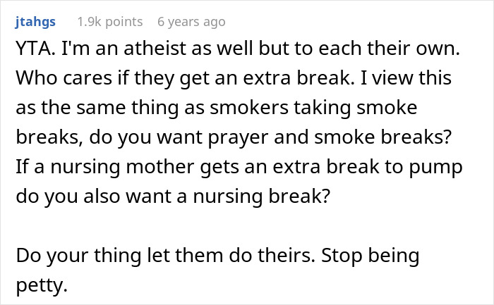 Atheist Sees Injustice As Colleagues Get Paid Prayer Breaks, Demands Meditation Break As Well Atheist Sees Injustice As Colleagues Get Paid Prayer Breaks, Demands Meditation Break As Well