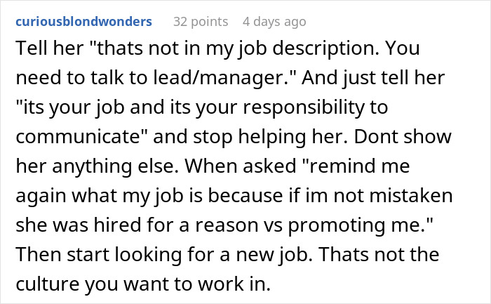 Hard Worker Stuck Mentoring New Hire Who Took Her Job, Fed Up After A Year Of Holding Their Hand Hard Worker Stuck Mentoring New Hire Who Took Her Job, Fed Up After A Year Of Holding Their Hand