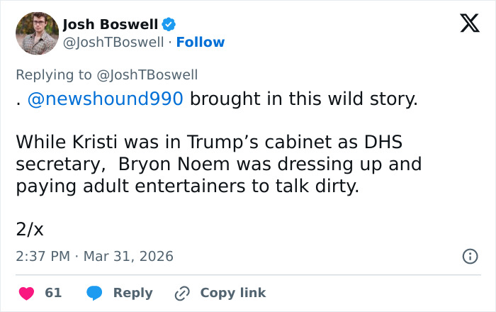 Kristi Noem Responds After Reports Surface About Her Husband&rsquo;s Double Private Life