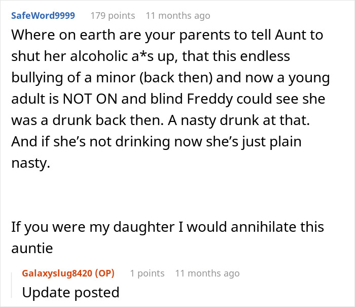People Suggest Comebacks For This Woman Who Hates Her Aunt, Family Finds The Post And Does The Job For Her People Suggest Comebacks For This Woman Who Hates Her Aunt, Family Finds The Post And Does The Job For Her
