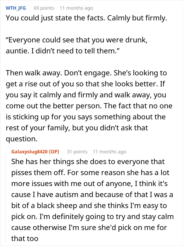 People Suggest Comebacks For This Woman Who Hates Her Aunt, Family Finds The Post And Does The Job For Her People Suggest Comebacks For This Woman Who Hates Her Aunt, Family Finds The Post And Does The Job For Her