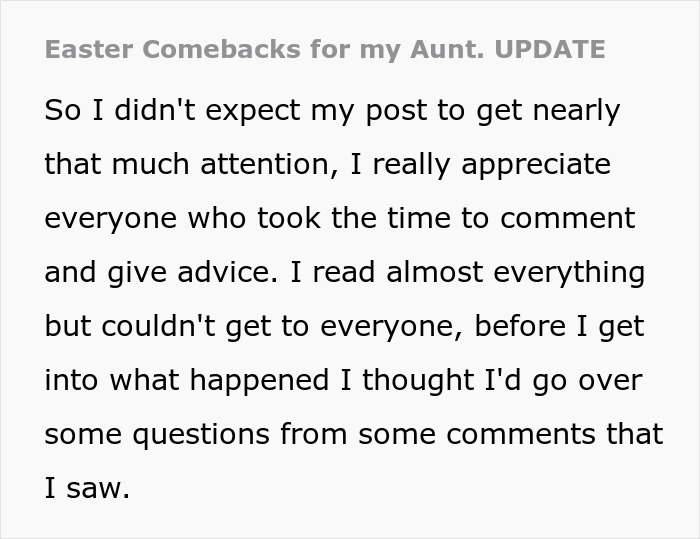 People Suggest Comebacks For This Woman Who Hates Her Aunt, Family Finds The Post And Does The Job For Her People Suggest Comebacks For This Woman Who Hates Her Aunt, Family Finds The Post And Does The Job For Her