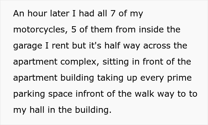 Woman Uses Her Wit And All 7 Motorcycles To Teach Annoying Neighbor A Lesson About &ldquo;Fair&rdquo; Parking