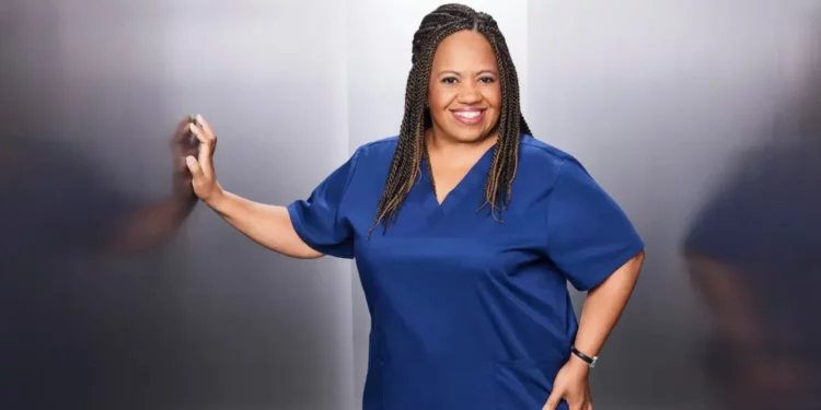 Chandra Wilson wearing medical scrubs