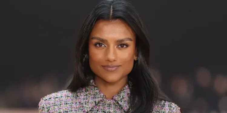 Simone Ashley attending a Chanel photocall during Paris Fashion Week 
