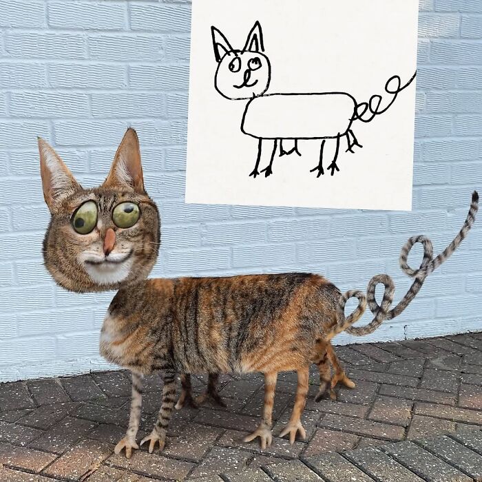 Dad Photoshops Kids&rsquo; Drawings As If They Were Real, And It&rsquo;s Terrifyingly Funny (28 New Pics)