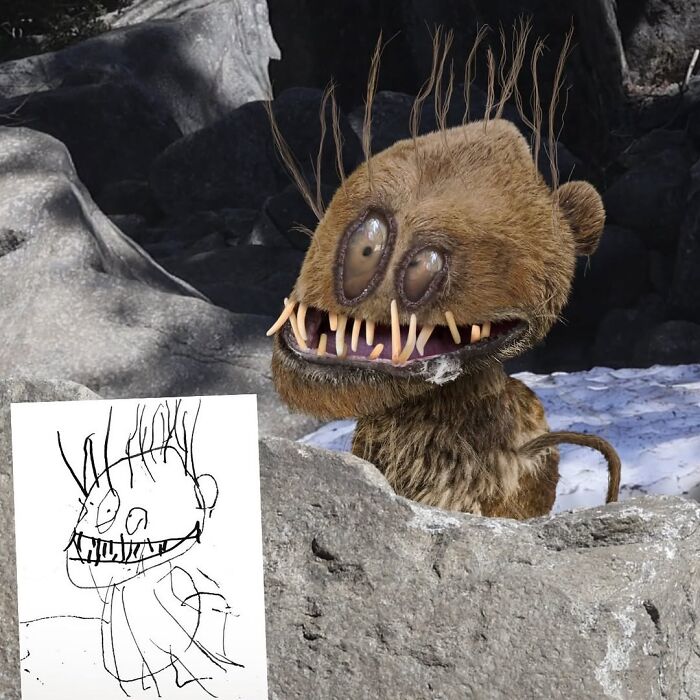 Dad Photoshops Kids&rsquo; Drawings As If They Were Real, And It&rsquo;s Terrifyingly Funny (28 New Pics)