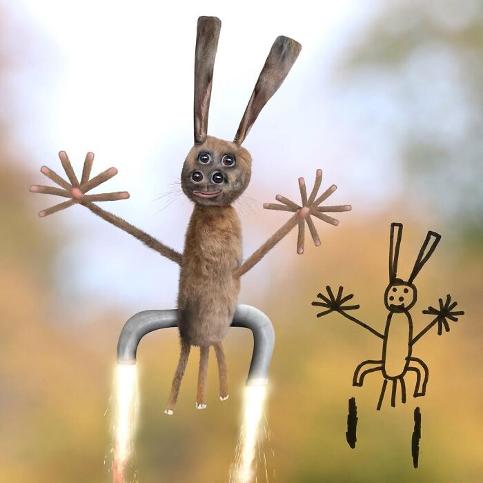 Dad Photoshops Kids&rsquo; Drawings As If They Were Real, And It&rsquo;s Terrifyingly Funny (28 New Pics)