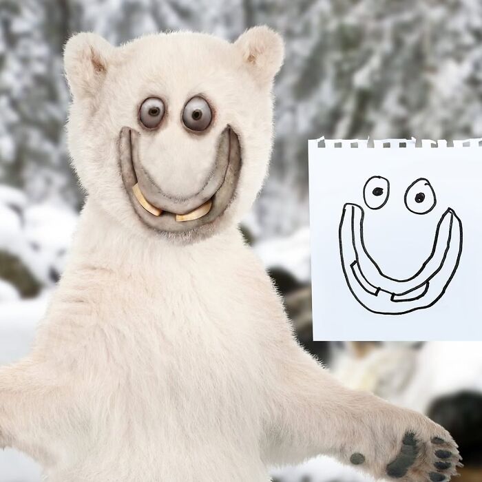 Dad Photoshops Kids&rsquo; Drawings As If They Were Real, And It&rsquo;s Terrifyingly Funny (28 New Pics)