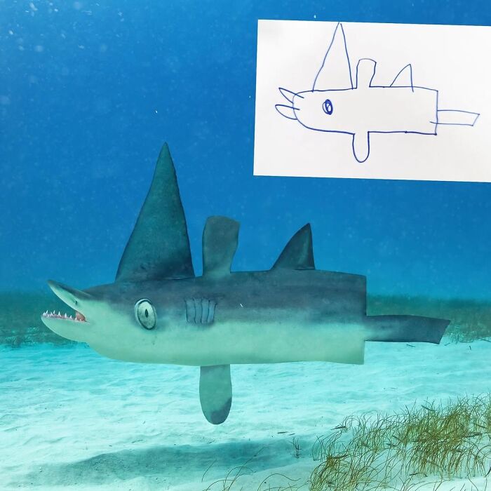 Dad Photoshops Kids&rsquo; Drawings As If They Were Real, And It&rsquo;s Terrifyingly Funny (28 New Pics)