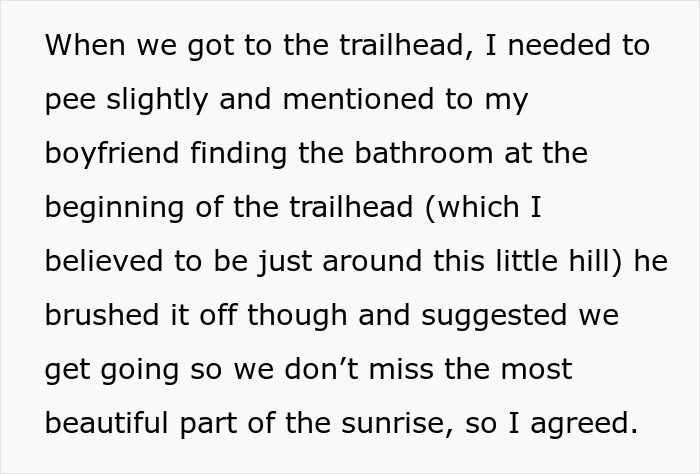 Woman Has A Bathroom Emergency On Hike, Boyfriend&rsquo;s Reaction To It Ends Their Relationship