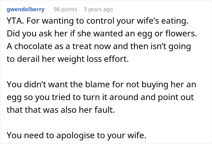 Woman Eats One Easter Egg While Dieting, Humiliated When Husband Tells Children She’s “Fat” Woman Eats One Easter Egg While Dieting, Humiliated When Husband Tells Children She’s “Fat”