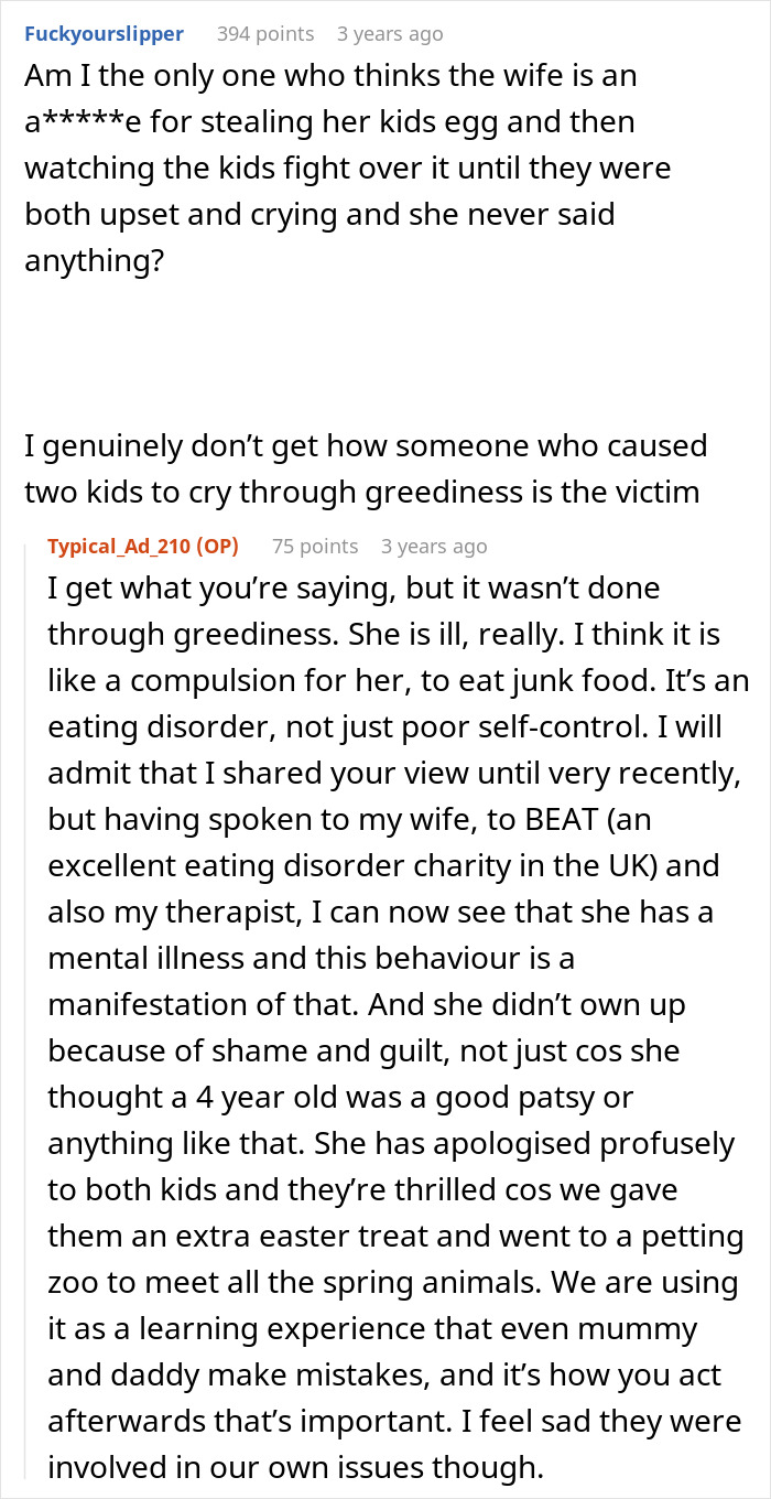 Woman Eats One Easter Egg While Dieting, Humiliated When Husband Tells Children She’s “Fat” Woman Eats One Easter Egg While Dieting, Humiliated When Husband Tells Children She’s “Fat”