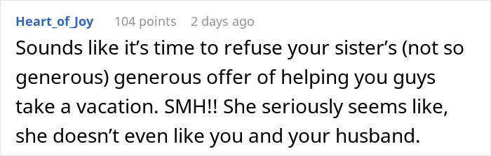 Lady Invites Sis And BIL For A Trip For Free, Then Starts Endless Mind Games On Money And Terms