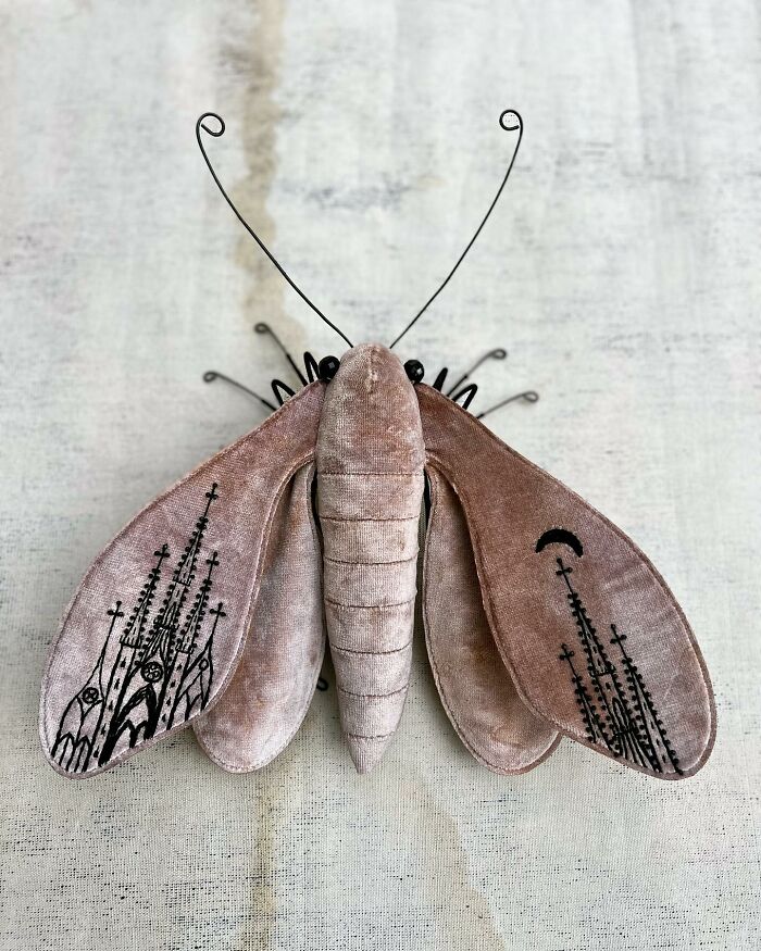 This Artist Turns Vintage Fabrics Into Enchanting Moth Sculptures (34 Pics)