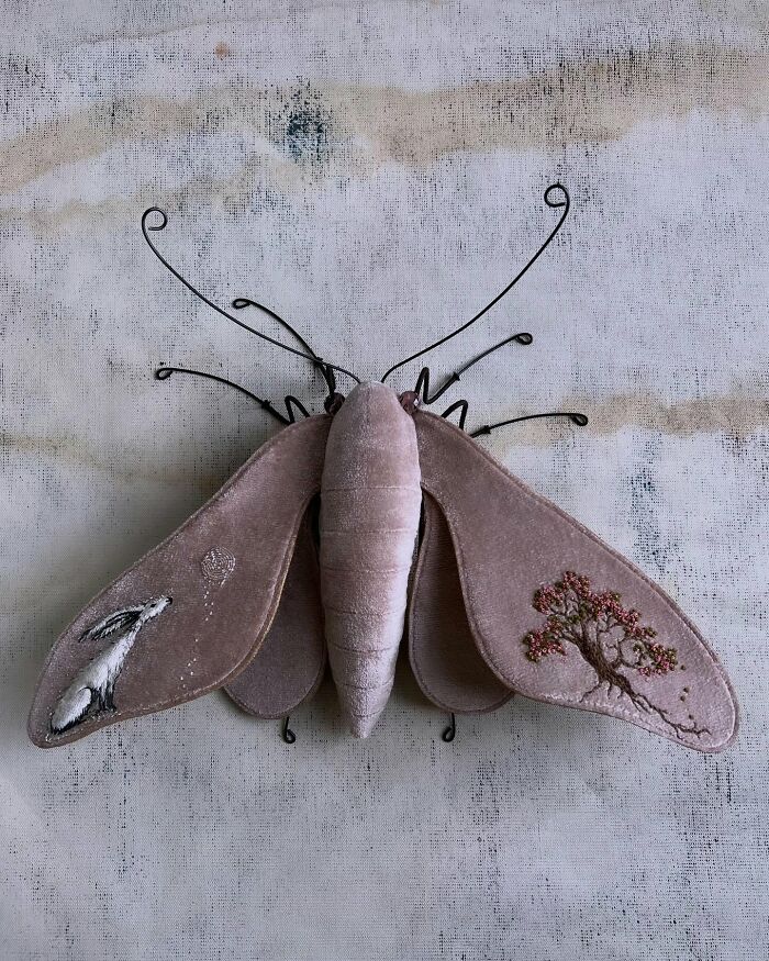 This Artist Turns Vintage Fabrics Into Enchanting Moth Sculptures (34 Pics)