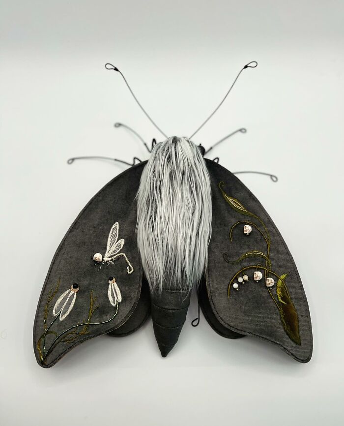 This Artist Turns Vintage Fabrics Into Enchanting Moth Sculptures (34 Pics)