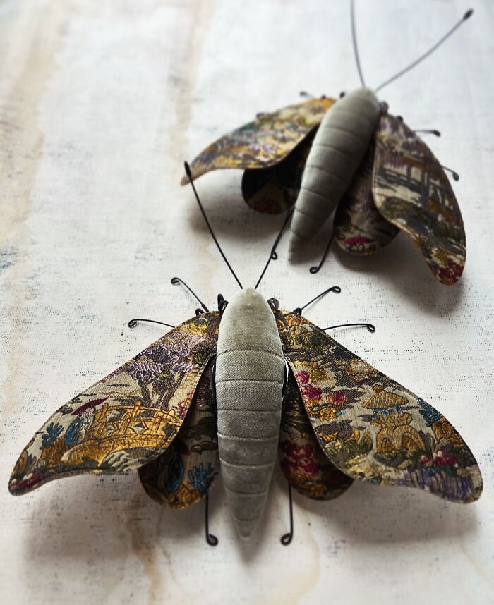 This Artist Turns Vintage Fabrics Into Enchanting Moth Sculptures (34 Pics)