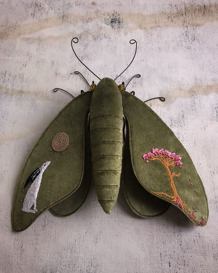 This Artist Turns Vintage Fabrics Into Enchanting Moth Sculptures (34 Pics)