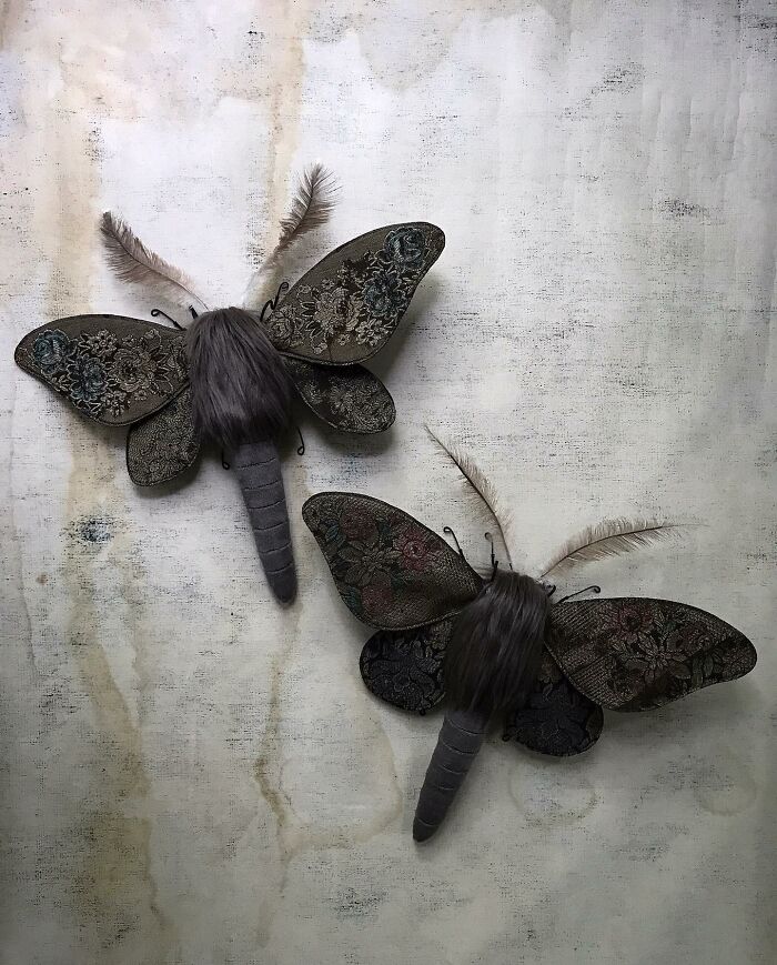 This Artist Turns Vintage Fabrics Into Enchanting Moth Sculptures (34 Pics)