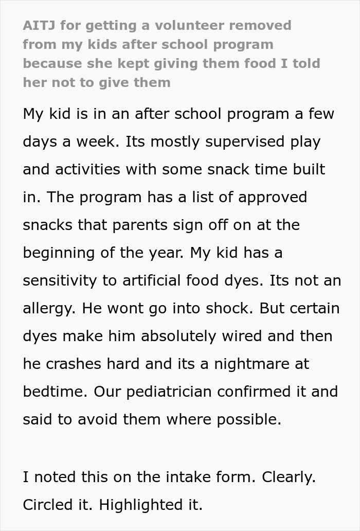 Parent Can Tell Right Away Kid Received Food They Were Not Supposed To, Gets A Volunteer Fired Over It