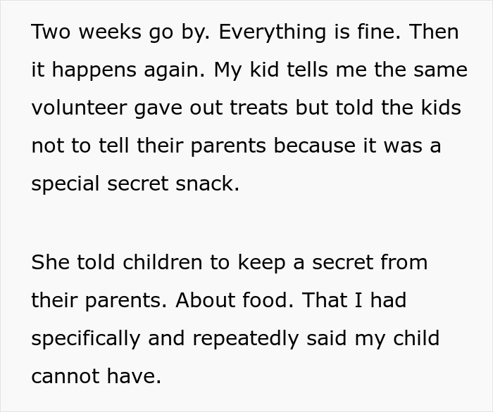 Parent Can Tell Right Away Kid Received Food They Were Not Supposed To, Gets A Volunteer Fired Over It