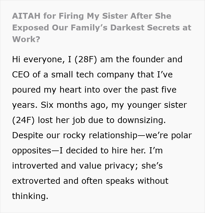 CEO Hires Her Sister After She Got &ldquo;Downsized&rdquo;, Finds Out The Real Reason She Lost Her Job The Hard Way