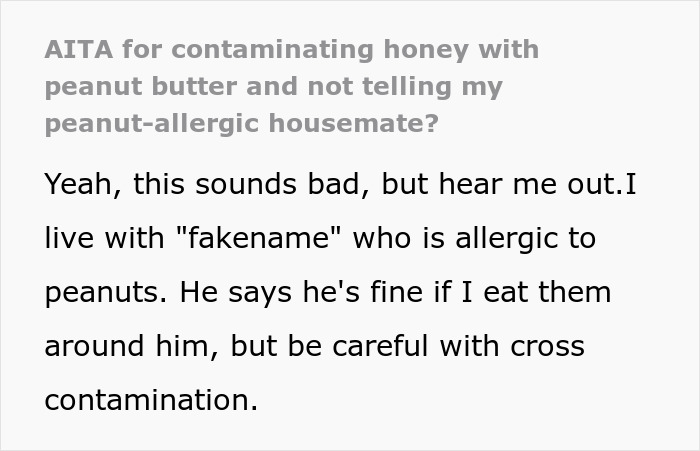 Person Contaminates Honey With Peanuts, Chaos Ensues After Allergic Roommate Decides To Eat It