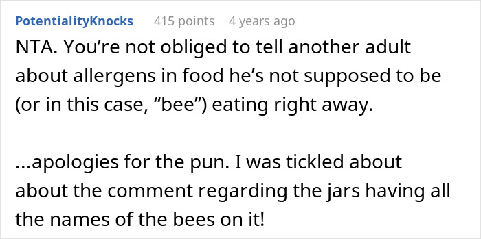 Person Contaminates Honey With Peanuts, Chaos Ensues After Allergic Roommate Decides To Eat It