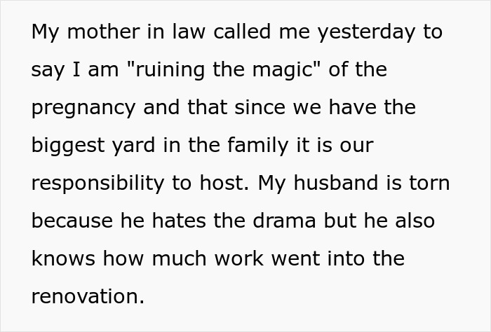 Woman Accused Of Ruining SIL&rsquo;s Pregnancy Experience By Refusing To Let Her Host A Party In Her New House