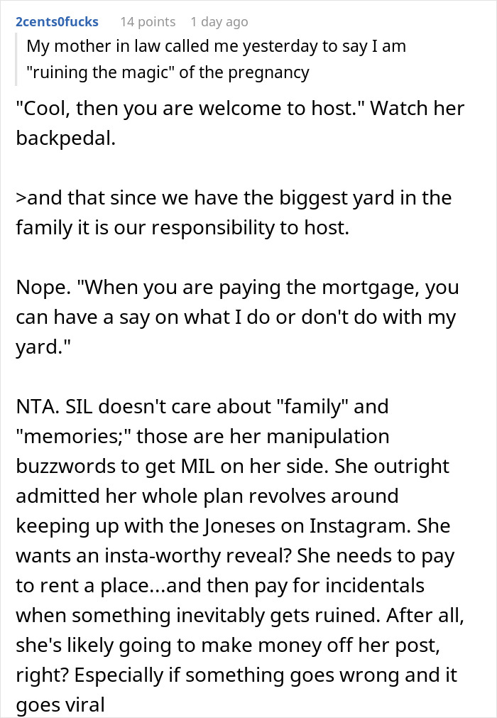 Woman Accused Of Ruining SIL&rsquo;s Pregnancy Experience By Refusing To Let Her Host A Party In Her New House