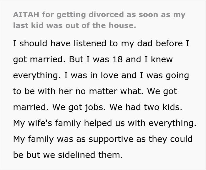 “Starting Over”: Man Divorces Wife Once Kids Move Out, And The Internet Has Opinions About It
